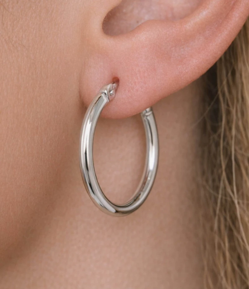 Argento Vivo Tube Sterling Silver Hoop Earrings