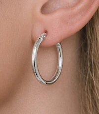 Argento Vivo Tube Sterling Silver Hoop Earrings