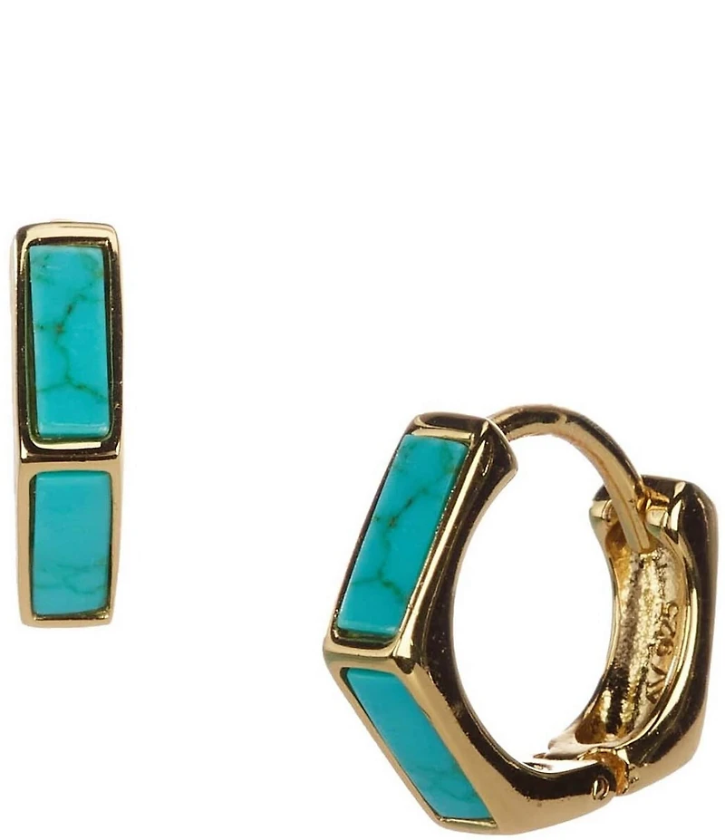 Argento Vivo Turquoise Hexagon Huggie Hoop Earrings