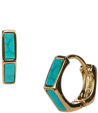 Argento Vivo Turquoise Hexagon Huggie Hoop Earrings
