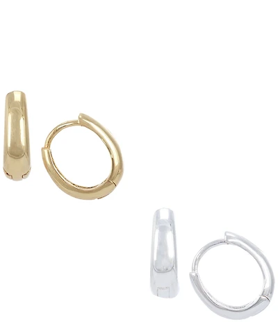 Argento Vivo Two Tone Hoop Earring Set
