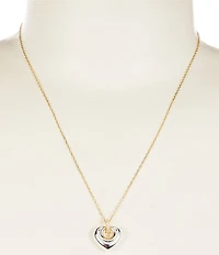 Argento Vivo Two Tone Puffy Heart Short Pendant Necklace
