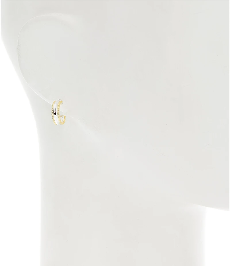 Argento Vivo Two Tone Rope Huggie Hoop Earrings