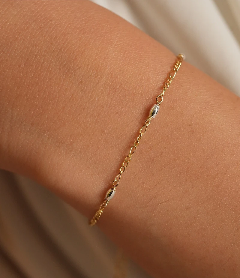 Argento Vivo Two Tone Stone Ball Line Bracelet