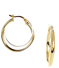 Argento Vivo Two Tone Twist Medium Hoop Earrings