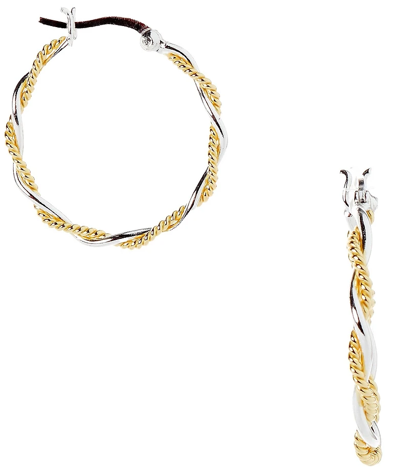 Argento Vivo Two Tone Twisted Wire Hoop Earrings