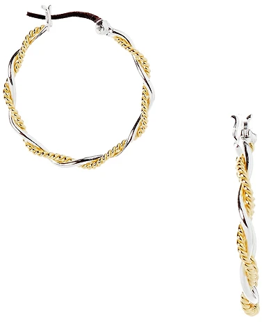 Argento Vivo Two Tone Twisted Wire Hoop Earrings