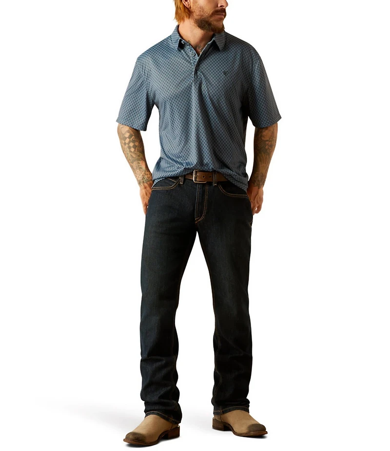 Ariat Allover Micro Diamond Print Short Sleeve Polo Shirt