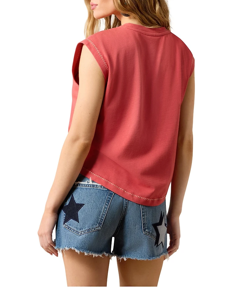 Ariat American Heavyweight Cotton Crew Neck Cap Sleeve Cropped Tee