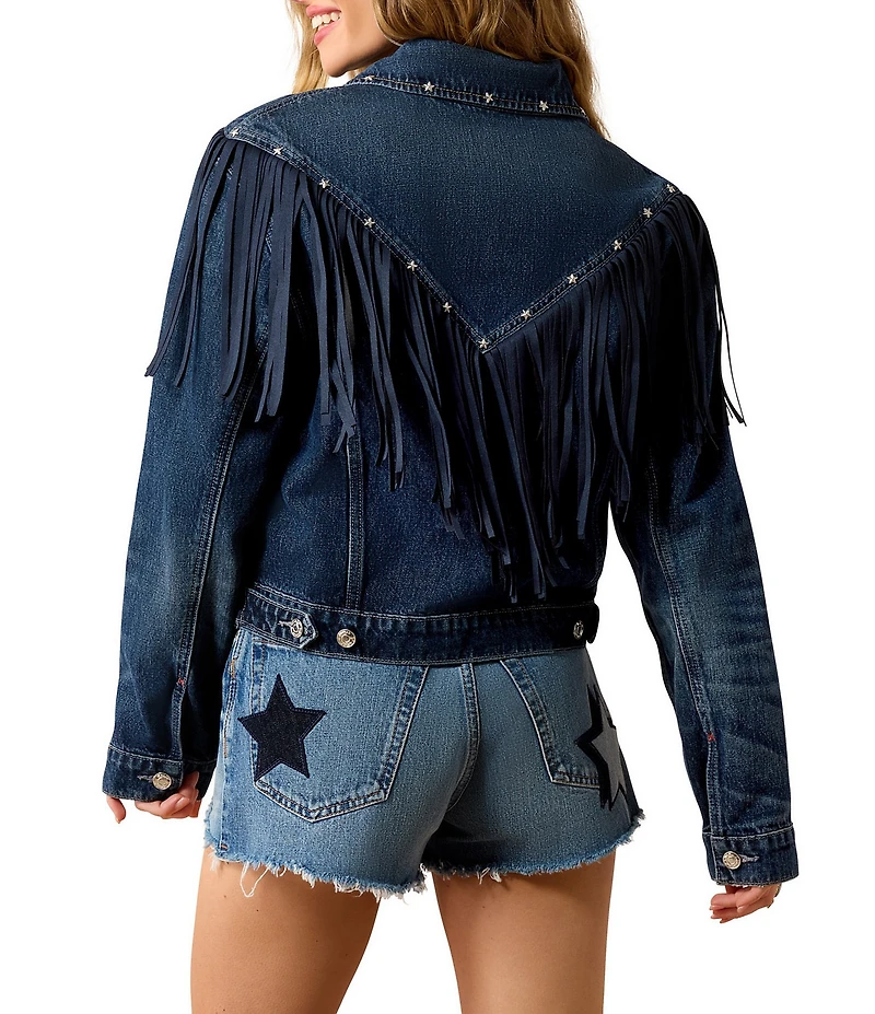 Ariat Americana Denim Fringe Studded Long Sleeve Jacket