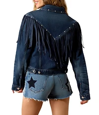 Ariat Americana Denim Fringe Studded Long Sleeve Jacket