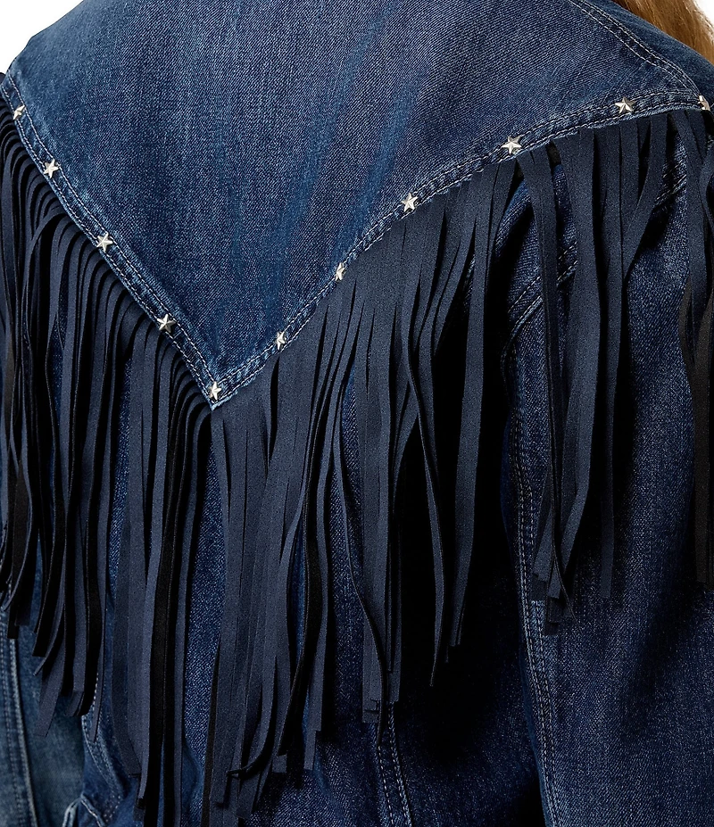 Ariat Americana Denim Fringe Studded Long Sleeve Jacket