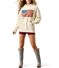 Ariat American Flag Patchwork Studded Raw Edge Hoodie
