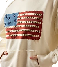 Ariat American Flag Patchwork Studded Raw Edge Hoodie