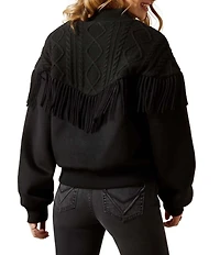 Ariat Arctica Mixed Media Cable Knit Fringe Bomber Jacket