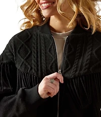 Ariat Arctica Mixed Media Cable Knit Fringe Bomber Jacket