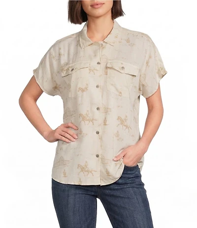 Ariat Badlands Collared Short Sleeve Snap Front Camp Shirt