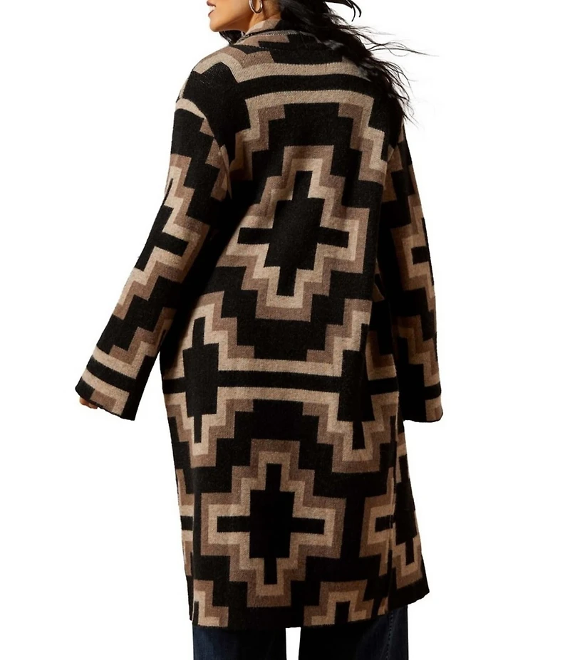 Ariat Barrel Shawl Collar Long Sleeve Fringe Sweater Coat