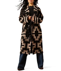 Ariat Barrel Shawl Collar Long Sleeve Fringe Sweater Coat