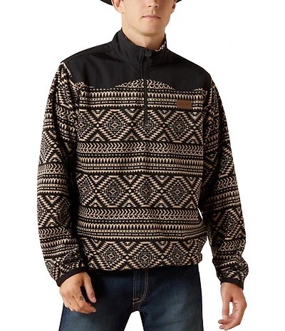 Ariat Basis Long Sleeve Printed Color Block 1/4 Zip Sweater
