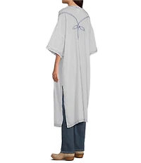 Ariat Bella Sheer Stripe Elbow Sleeve Open Front Embroidered Duster