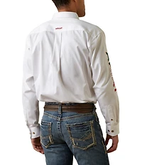 Ariat Big & Tall Classic Fit Button-Front Team Logo Long Sleeve Twill Woven Shirt