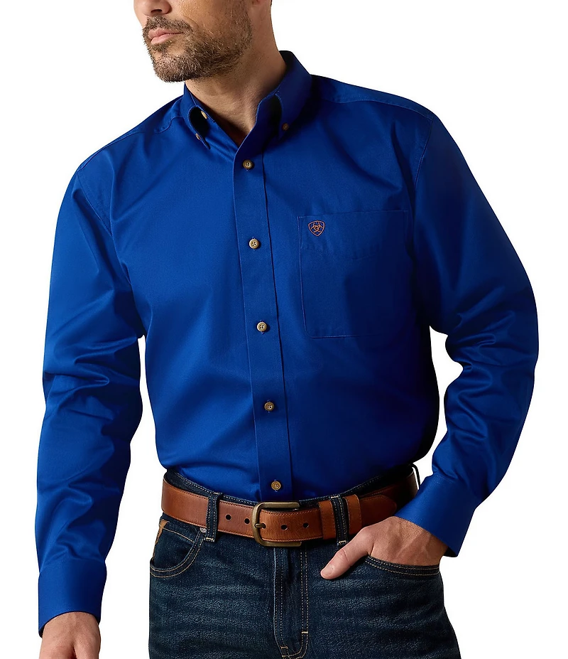 Ariat Big & Tall Solid Twill Long-Sleeve Woven Shirt