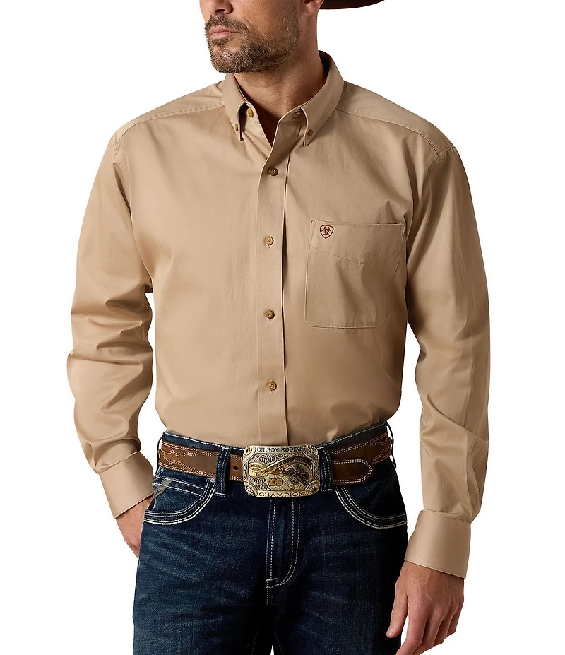 Ariat Big & Tall Solid Twill Long-Sleeve Woven Shirt
