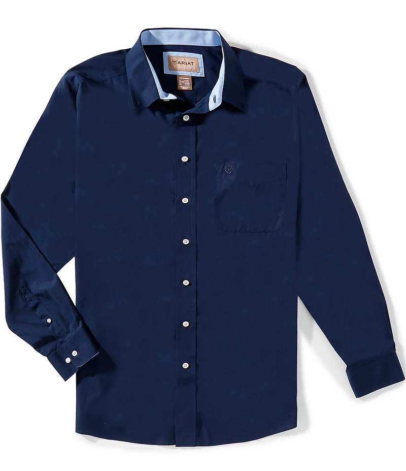 Ariat Big & Tall Wrinkle Free Solid Classic Fit Long Sleeve Woven Shirt