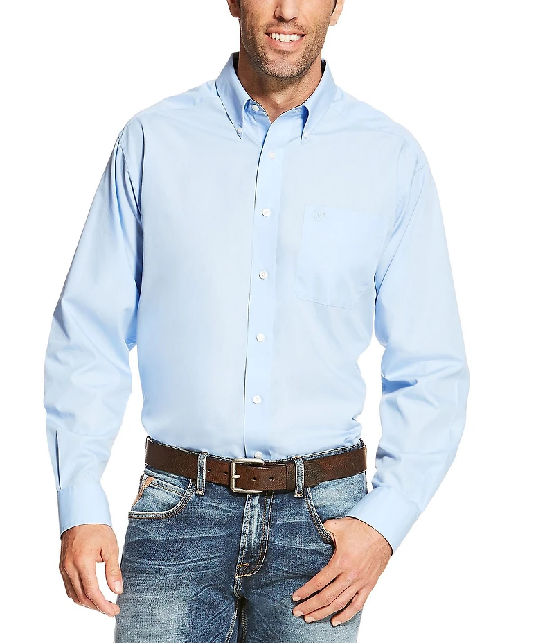 Ariat Big & Tall Wrinkle Free Solid Classic Fit Long Sleeve Woven Shirt
