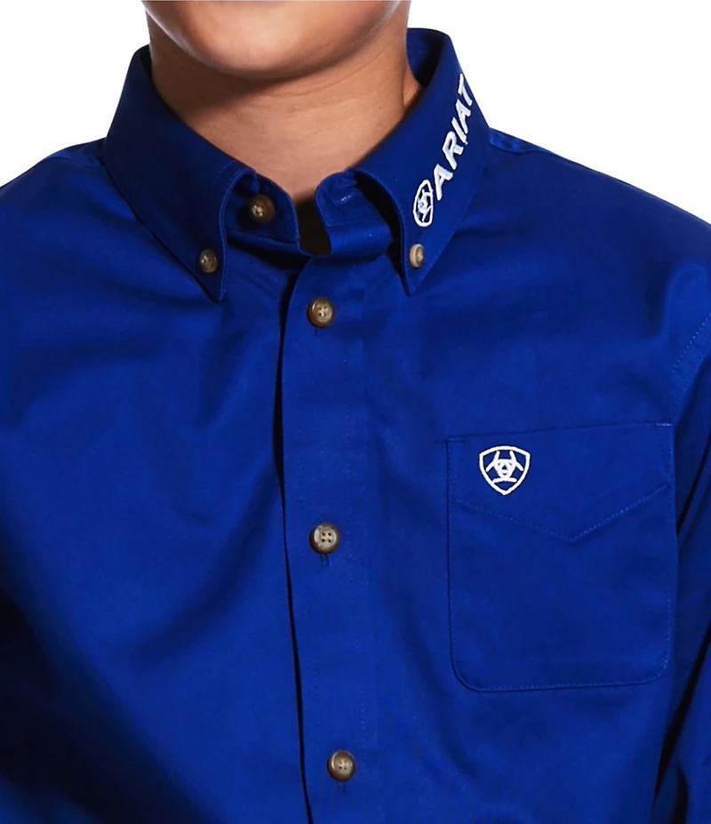 Big Boys Long Sleeve Team Logo Twill Classic Fit Shirt