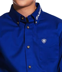 Big Boys Long Sleeve Team Logo Twill Classic Fit Shirt