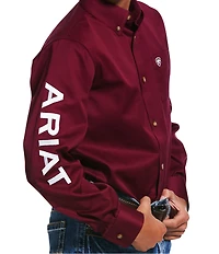 Big Boys Long Sleeve Team Logo Twill Classic Fit Shirt