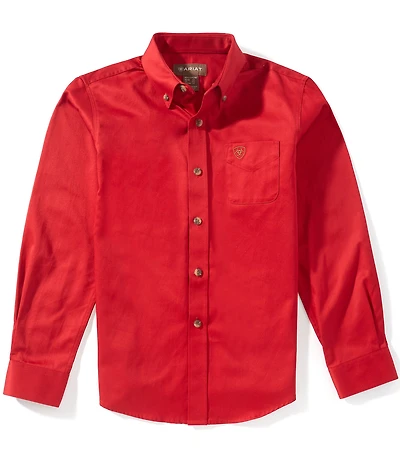 Big Boys Long Sleeve Solid Twill Classic Shirt