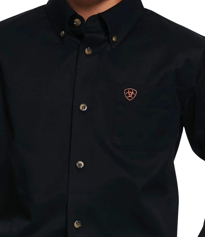 Big Boys Long Sleeve Solid Twill Classic Shirt