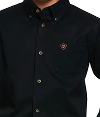 Big Boys Long Sleeve Solid Twill Classic Shirt