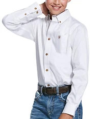 Big Boys Long Sleeve Solid Twill Classic Shirt