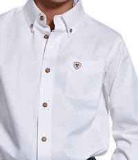 Big Boys Long Sleeve Solid Twill Classic Shirt