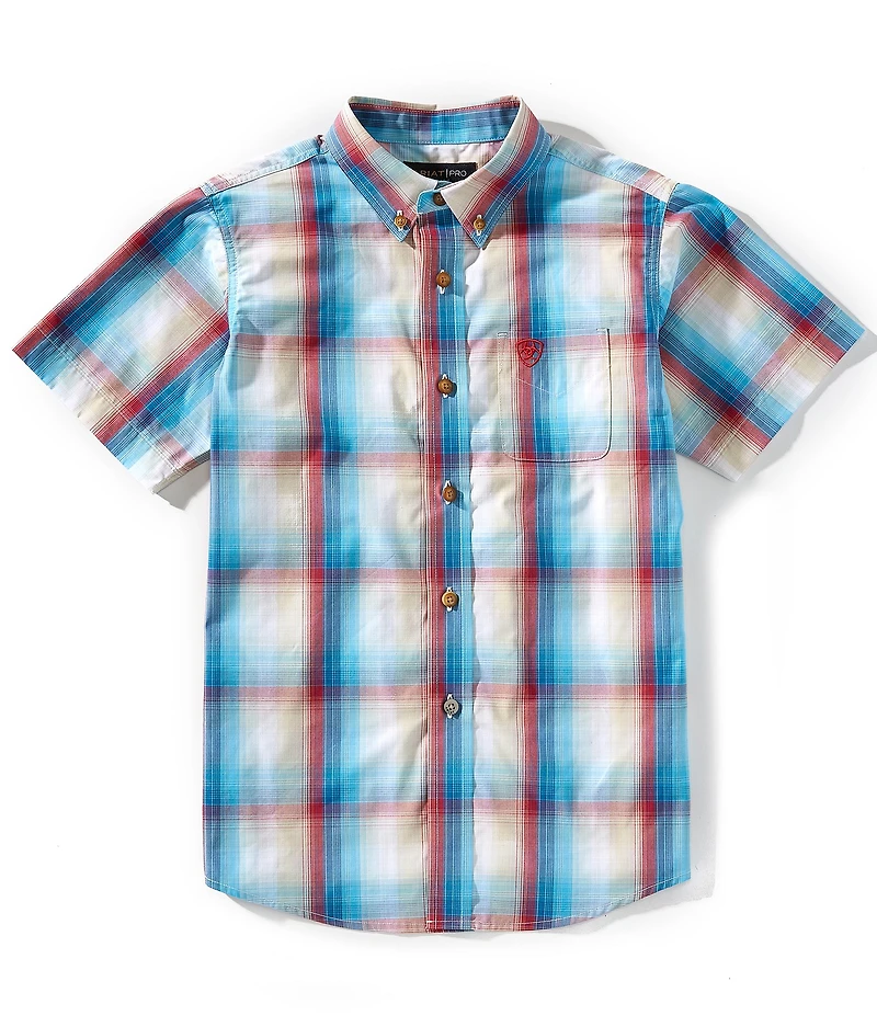 Ariat Big Boys Short-Sleeve Sunny Plaid Woven Shirt
