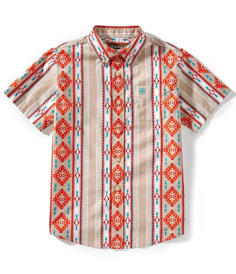 Ariat Big Boys Short-Sleeve Southwest Wade Printed Woven Shirt