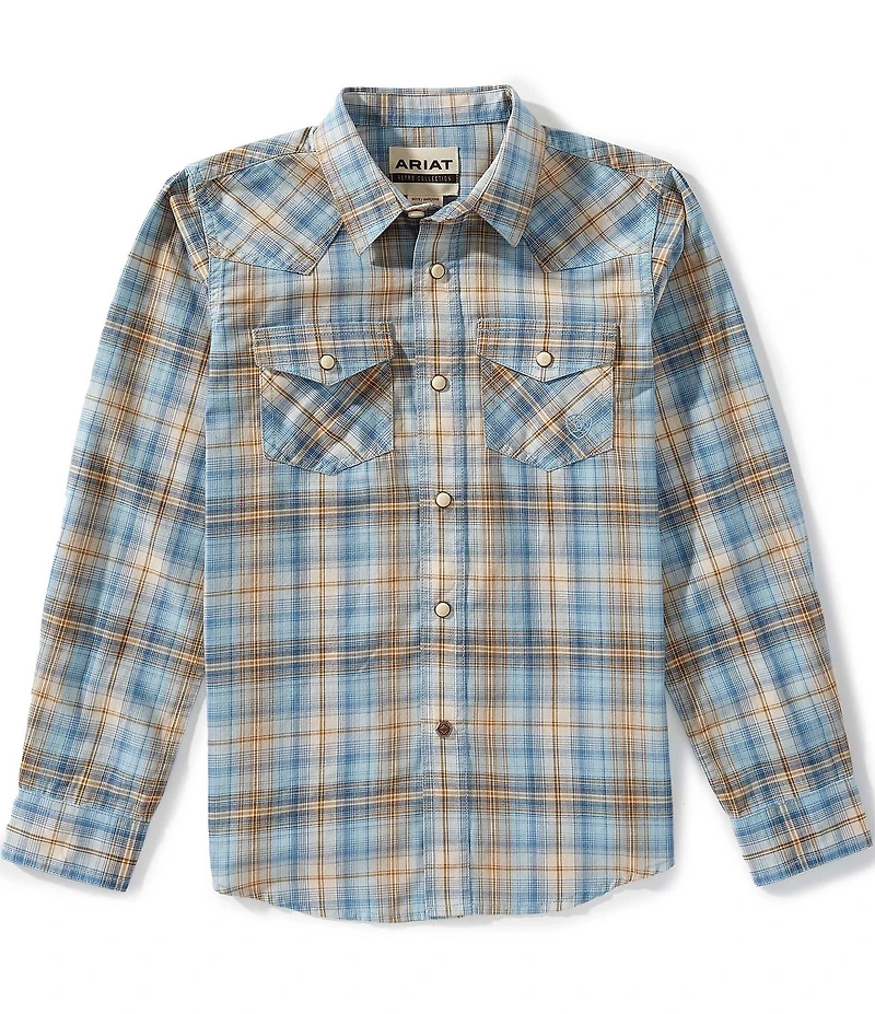Ariat Big Boys Howe Retro Long-Sleeve Plaid Woven Western Shirt
