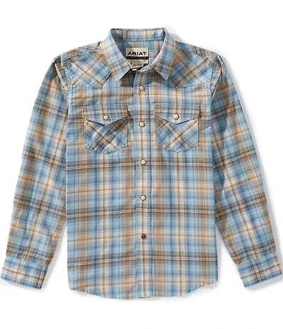 Ariat Big Boys Howe Retro Long-Sleeve Plaid Woven Western Shirt