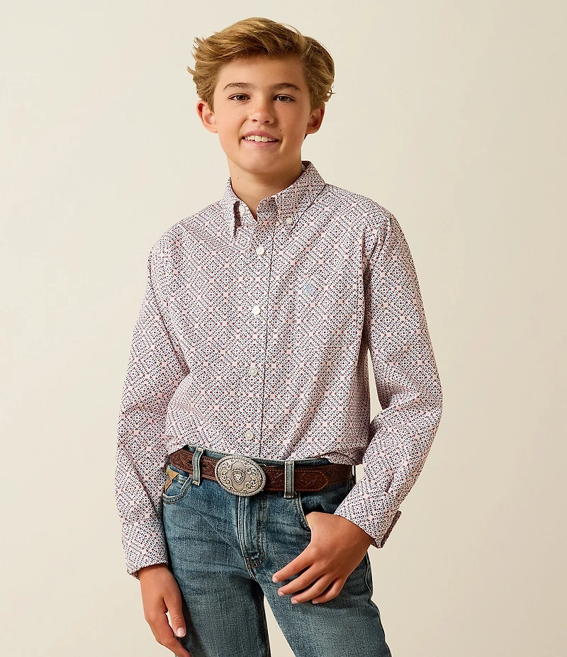 Ariat Big Boys Long-Sleeve Jayson Geometric Printed Woven Shirt