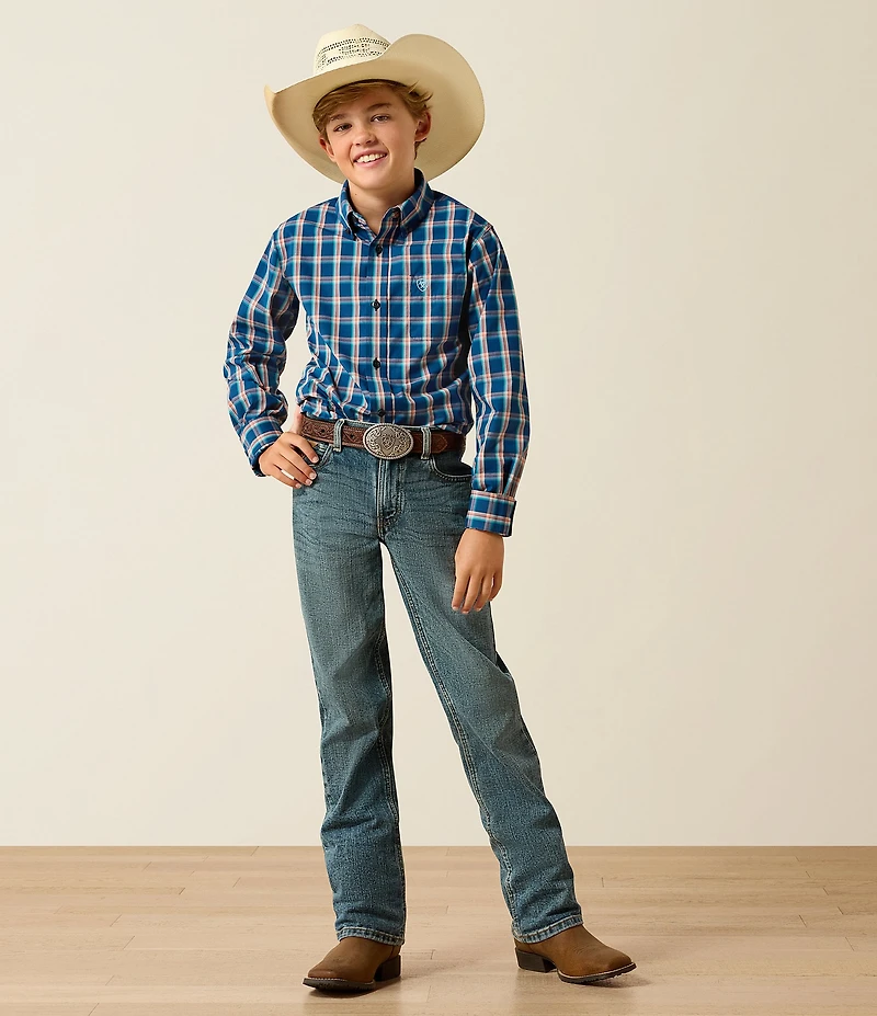 Ariat Big Boys Long-Sleeve Poseidon Plaid Shirt