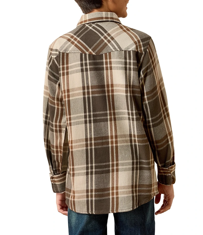 Ariat Big Boys Long Sleeve Retro Howell Plaid Woven Shirt