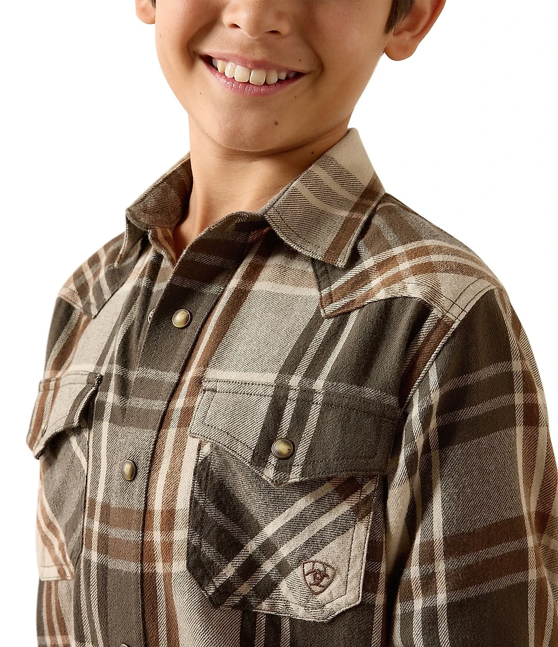 Ariat Big Boys Long Sleeve Retro Howell Plaid Woven Shirt