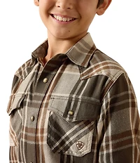 Ariat Big Boys Long Sleeve Retro Howell Plaid Woven Shirt