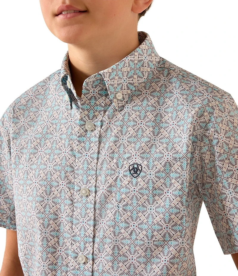 Ariat Big Boys Short Sleeve Medallion Printed Woven Shirt
