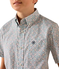 Ariat Big Boys Short Sleeve Medallion Printed Woven Shirt
