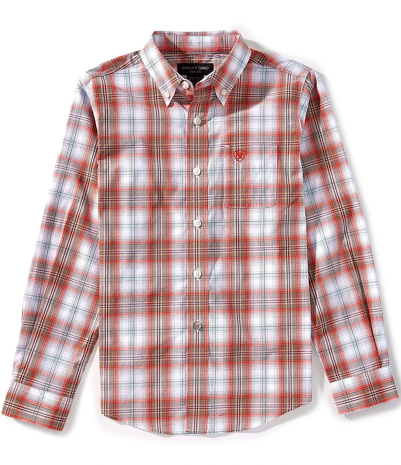 Ariat Big Boys Wallis Pro Series Long-Sleeve Plaid Woven Shirt